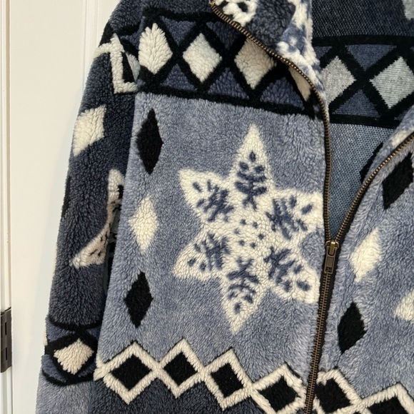 Vintage Lavon snowflake zip up Sherpa - Picture 2 of 8